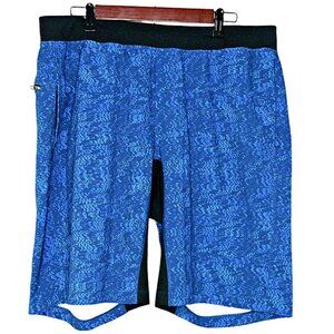 Mens Lululemon Athletica Athletic Shorts Blue Printed Elastic Waist Size XXL